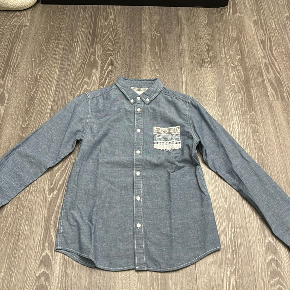 ASOS long sleeve button up shirt with pocket detail.